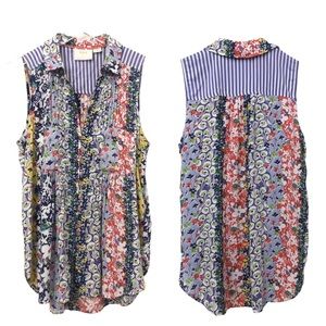 Anthropologie | Floral Sleeveless Button Front Maeve Top Small